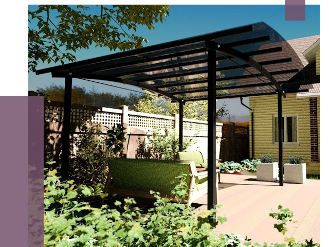 Навесы для террасы в Жигулёвске от 12902 руб. под ключ | ПРОЛЁТ-Жгл