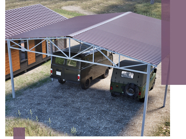 Двускатные навесы под ключ в Жигулёвске — изготовление и монтаж